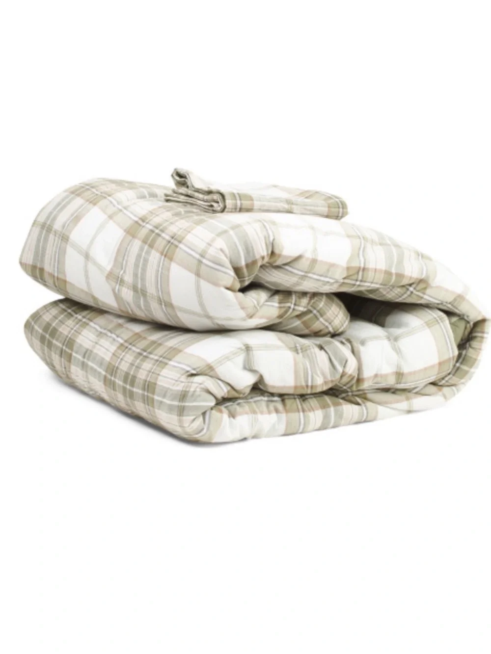 Brooks Brothers Green and Cream Plaid Cotton Comforter Set